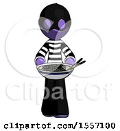 Purple Thief Man Serving Or Presenting Noodles