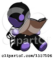 Poster, Art Print Of Purple Thief Man Reading Book While Sitting Down