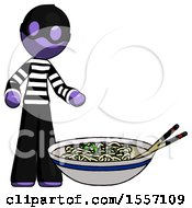 Poster, Art Print Of Purple Thief Man And Noodle Bowl Giant Soup Restaraunt Concept
