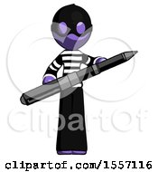 Poster, Art Print Of Purple Thief Man Posing Confidently With Giant Pen