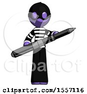 Purple Thief Man Posing Confidently With Giant Pen