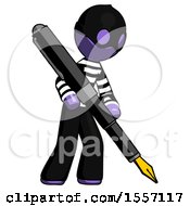 Poster, Art Print Of Purple Thief Man Drawing Or Writing With Large Calligraphy Pen