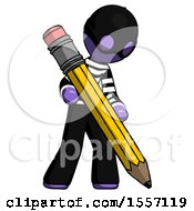 Poster, Art Print Of Purple Thief Man Writing With Large Pencil