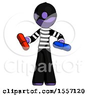 Poster, Art Print Of Purple Thief Man Red Pill Or Blue Pill Concept