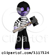 Poster, Art Print Of Purple Thief Man With Sledgehammer Standing Ready To Work Or Defend