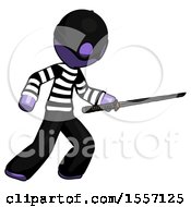 Poster, Art Print Of Purple Thief Man Stabbing With Ninja Sword Katana