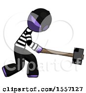 Purple Thief Man Hitting With Sledgehammer Or Smashing Something