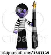 Poster, Art Print Of Purple Thief Man Holding Giant Calligraphy Pen