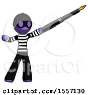 Poster, Art Print Of Purple Thief Man Pen Is Mightier Than The Sword Calligraphy Pose