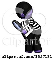 Poster, Art Print Of Purple Thief Man Inspecting With Large Magnifying Glass Left