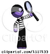 Poster, Art Print Of Purple Thief Man Inspecting With Large Magnifying Glass Facing Up