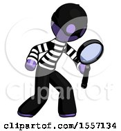 Poster, Art Print Of Purple Thief Man Inspecting With Large Magnifying Glass Right