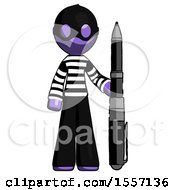 Purple Thief Man Holding Large Pen