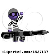 Poster, Art Print Of Purple Thief Man Riding A Pen Like A Giant Rocket