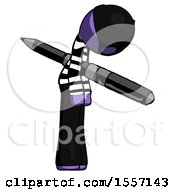 Poster, Art Print Of Purple Thief Man Impaled Through Chest With Giant Pen