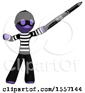 Purple Thief Man Demonstrating That Indeed The Pen Is Mightier