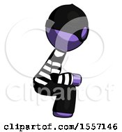 Poster, Art Print Of Purple Thief Man Squatting Facing Right