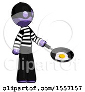 Purple Thief Man Frying Egg In Pan Or Wok Facing Right