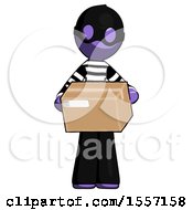 Purple Thief Man Holding Box Sent Or Arriving In Mail