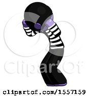 Poster, Art Print Of Purple Thief Man With Headache Or Covering Ears Turned To His Left