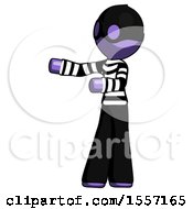 Poster, Art Print Of Purple Thief Man Presenting Something To His Right