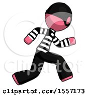 Poster, Art Print Of Pink Thief Man Running Fast Right
