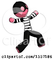 Poster, Art Print Of Pink Thief Man Running Away In Hysterical Panic Direction Right