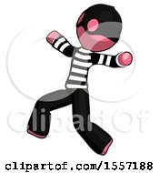 Poster, Art Print Of Pink Thief Man Running Away In Hysterical Panic Direction Left