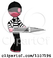 Poster, Art Print Of Pink Thief Man Walking With Large Thermometer