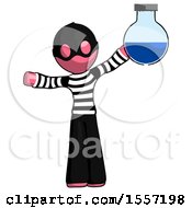 Poster, Art Print Of Pink Thief Man Holding Large Round Flask Or Beaker