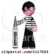 Poster, Art Print Of Pink Thief Man Standing With Large Thermometer