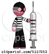 Poster, Art Print Of Pink Thief Man Holding Large Syringe