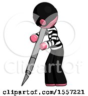 Poster, Art Print Of Pink Thief Man Cutting With Large Scalpel