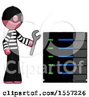 Poster, Art Print Of Pink Thief Man Server Administrator Doing Repairs