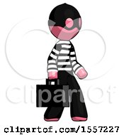 Poster, Art Print Of Pink Thief Man Walking With Briefcase To The Right