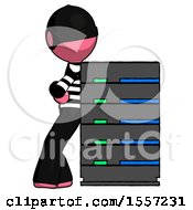 Poster, Art Print Of Pink Thief Man Resting Against Server Rack