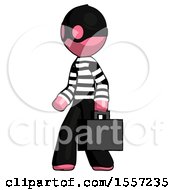 Poster, Art Print Of Pink Thief Man Walking With Briefcase To The Left