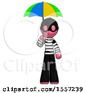 Pink Thief Man Holding Umbrella Rainbow Colored