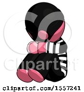 Poster, Art Print Of Pink Thief Man Sitting With Head Down Facing Angle Left