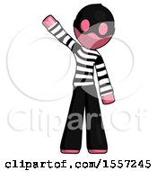 Pink Thief Man Waving Emphatically With Right Arm