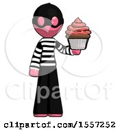 Poster, Art Print Of Pink Thief Man Presenting Pink Cupcake To Viewer