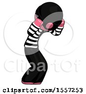 Poster, Art Print Of Pink Thief Man With Headache Or Covering Ears Turned To His Right
