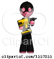 Poster, Art Print Of Pink Thief Man Holding Large Drill
