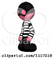 Poster, Art Print Of Pink Thief Man Kneeling Angle View Left