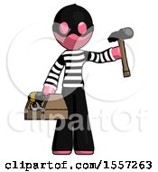 Poster, Art Print Of Pink Thief Man Holding Tools And Toolchest Ready To Work