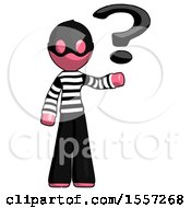 Poster, Art Print Of Pink Thief Man Holding Question Mark To Right