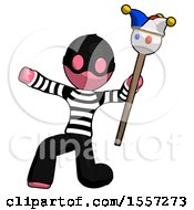 Poster, Art Print Of Pink Thief Man Holding Jester Staff Posing Charismatically