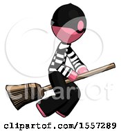 Poster, Art Print Of Pink Thief Man Flying On Broom