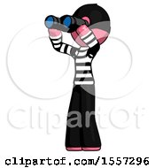 Poster, Art Print Of Pink Thief Man Looking Through Binoculars To The Left