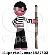 Poster, Art Print Of Pink Thief Man Holding Staff Or Bo Staff